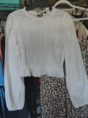 Cute White Cotton Long Sleeve Blouse